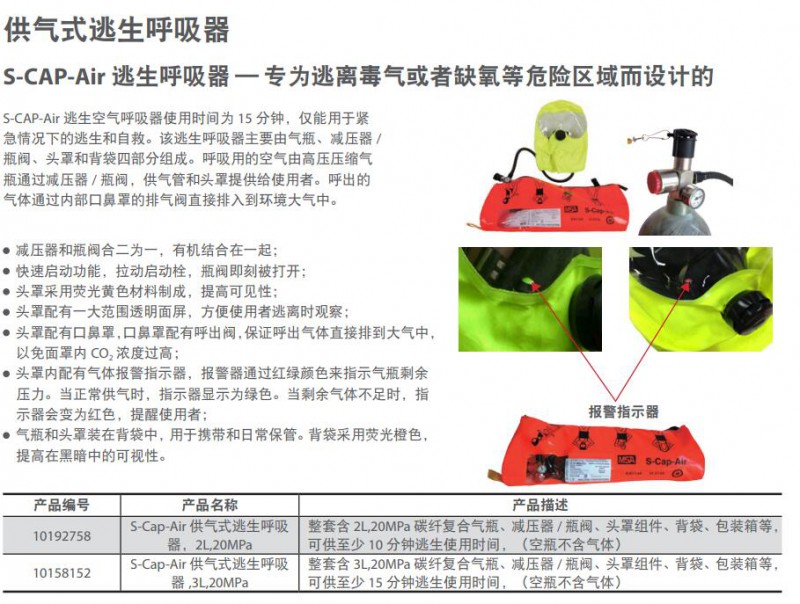 供气式逃生呼吸器