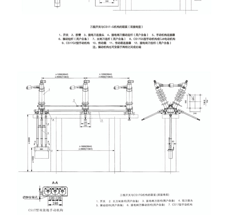 华册电气 GW5-40.5KV/1000A 户外高压隔离开关 35KV电站隔离开关 V型隔离开关 GW5隔离开关 直销示例图14