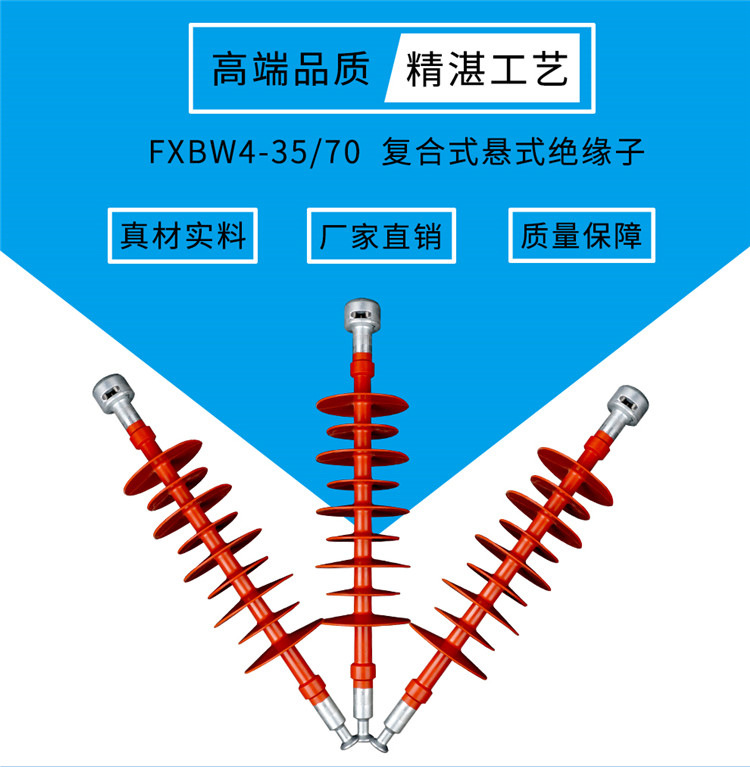 厂家直销 35KV复合棒式悬式绝缘子 FXBW4-35/70 硅橡胶绝缘子  悬式绝缘子示例图1