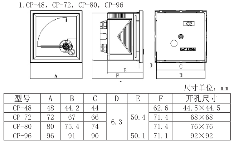 上海康比利防爆电流表开孔尺寸，康比利电流表CP系列